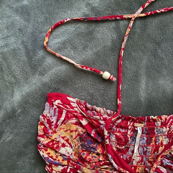 Floral free people halter top tie neck tank top - Picture 3 of 3